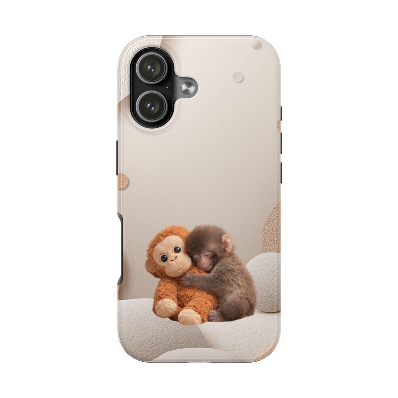 Punch Monkey Hug Tough Phone Case | Viral Meme Art, Realistic Fur Illustration image 6