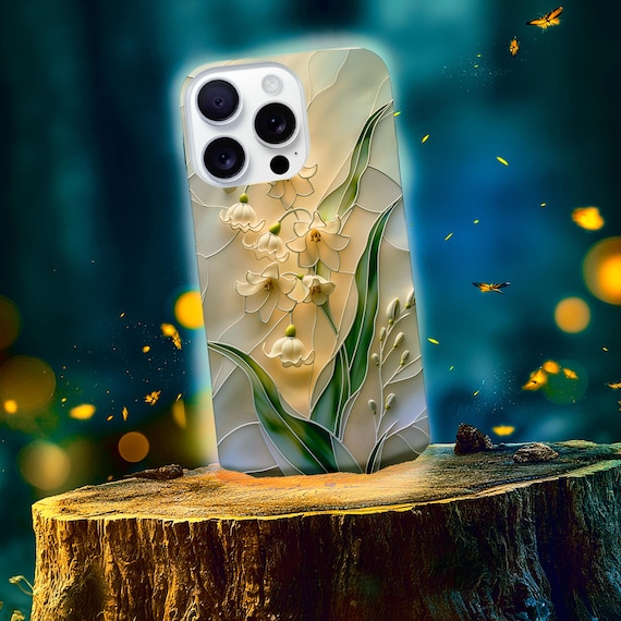 Lily of the Valley Stained Glass Phone Case | Sage Green