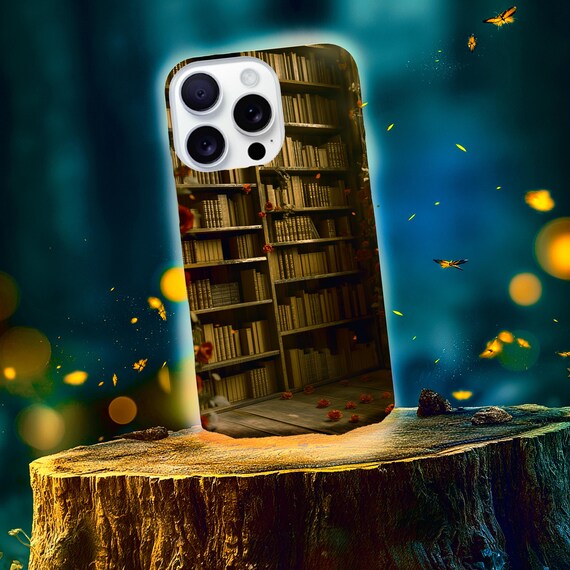 Dark Academia Book Phone Case: Gothic Rose Library, Protective Dual Layer