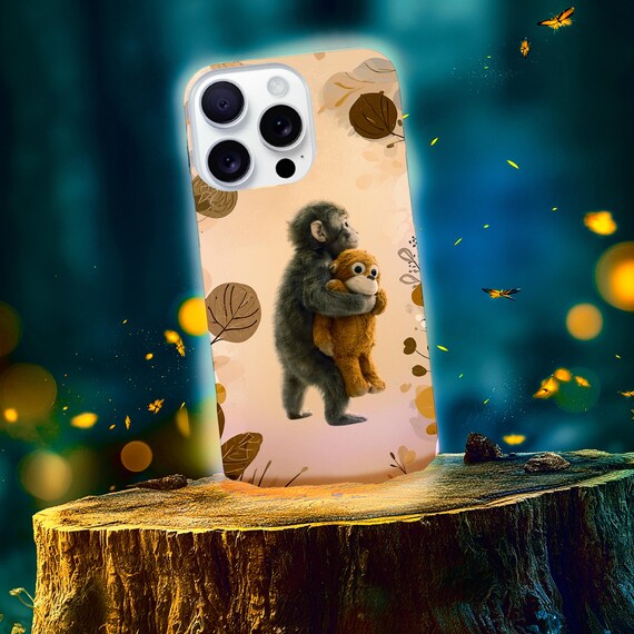 Punch Monkey Hugging Teddy MagSafe Phone Case | Tough Magnetic Case, Viral Memes Art