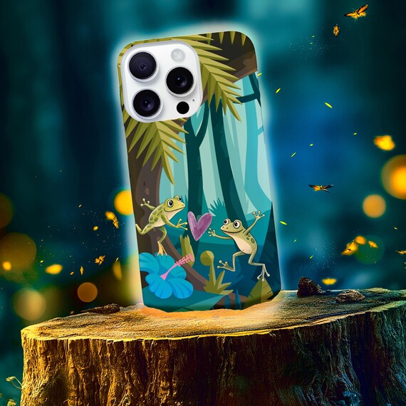 Frog Couple Phone Case, Romantic Jungle Art, Valentine's Gift