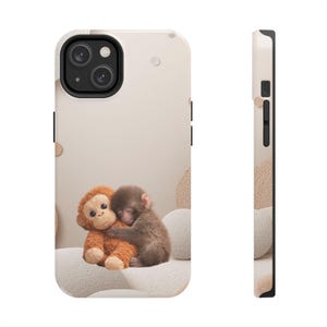 Punch Monkey Hug Tough Phone Case | Viral Meme Art, Realistic Fur Illustration image 9