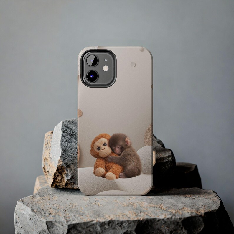 Punch Monkey Hug Tough Phone Case | Viral Meme Art, Realistic Fur Illustration image 15