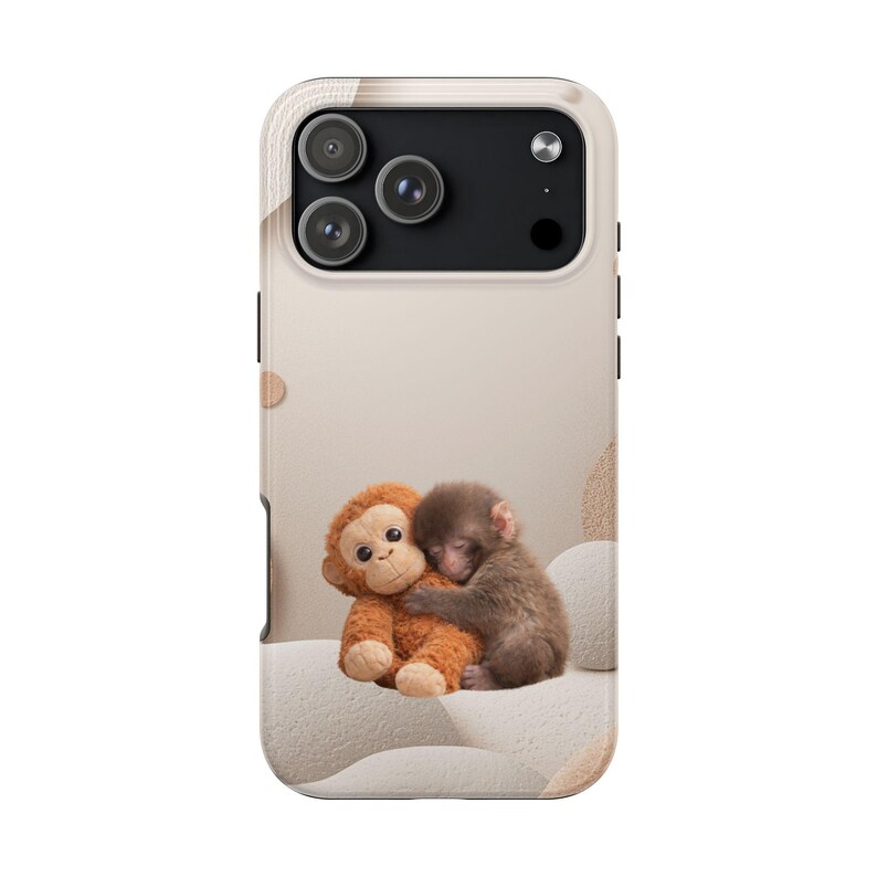 Punch Monkey Hug Tough Phone Case | Viral Meme Art, Realistic Fur Illustration image 7