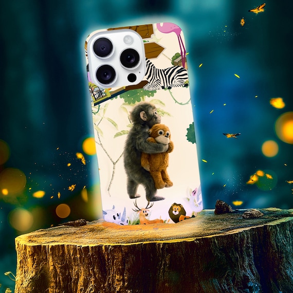 Punch Monkey Hugging Teddy MagSafe Phone Case | Tough Magnetic Case, Viral Memes Art