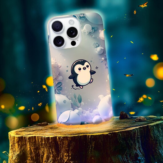 Dreamy Little Penguin Tough Phone Case - Soft Pastel Kawaii Art