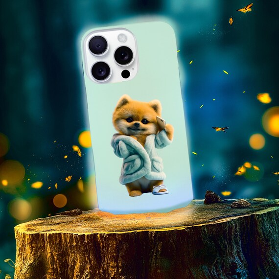Pomeranian in Bathrobe - Funny Self-Care Dog Tough Phone Case