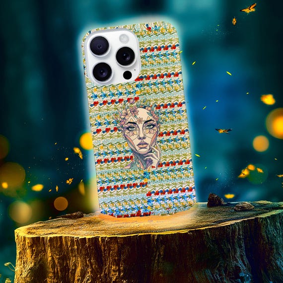 Flowered Woman Silhouette Tough Cases | Floral Geometric Phone Case