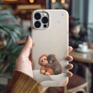 Punch Monkey Hug Tough Phone Case | Viral Meme Art, Realistic Fur Illustration image 5
