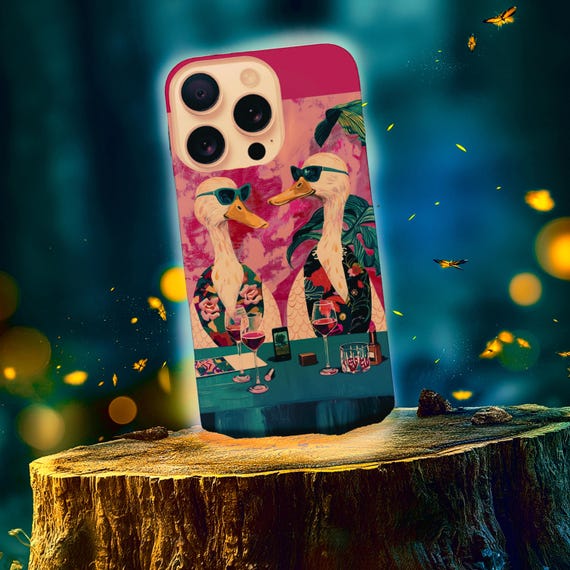 Stylish Sunglasses Bodies, Tropical Party Ducks Tough Phone Case | Absurdist Humor