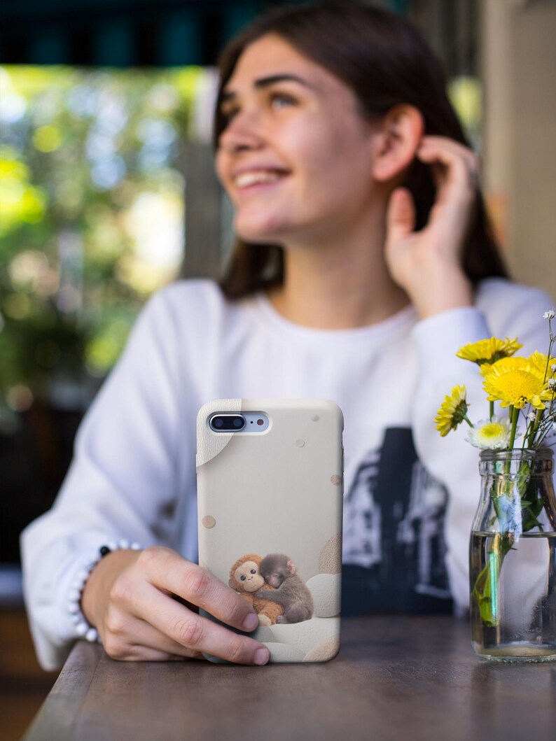 Punch Monkey Hug Tough Phone Case | Viral Meme Art, Realistic Fur Illustration image 17