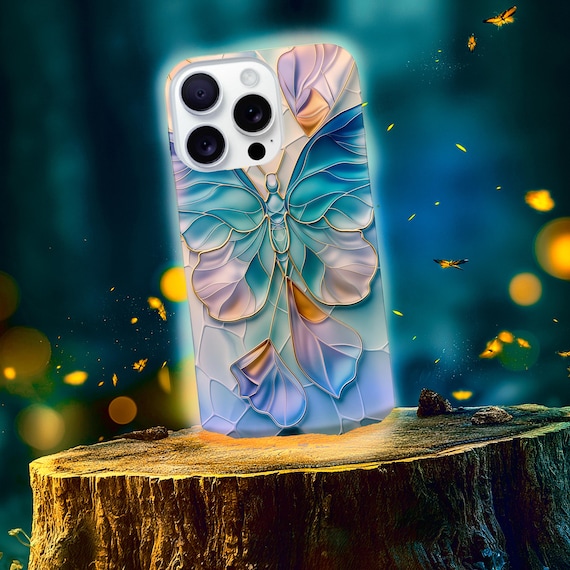 Pastel Stained Glass Butterfly Phone Case | Artistic