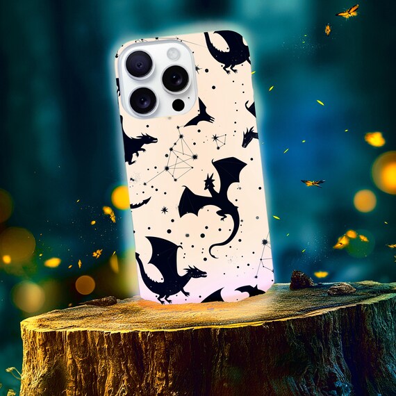 Dragon Constellation Phone Case | Gothic Minimalist Silhouette Stardust