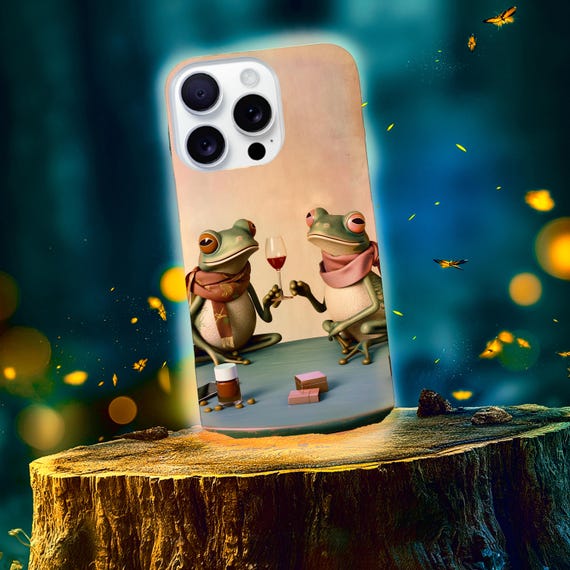 Frogs Clinking Wine Glasses Phone Case | Pastel Frog Art