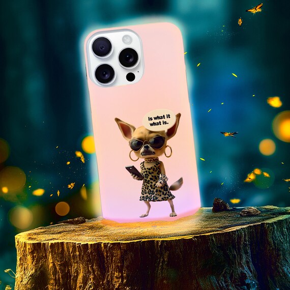 Sassy Chihuahua Phone Case | Pink Leopard Dress, Sunglasses