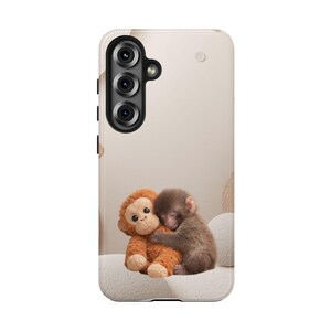 Punch Monkey Hug Tough Phone Case | Viral Meme Art, Realistic Fur Illustration image 8