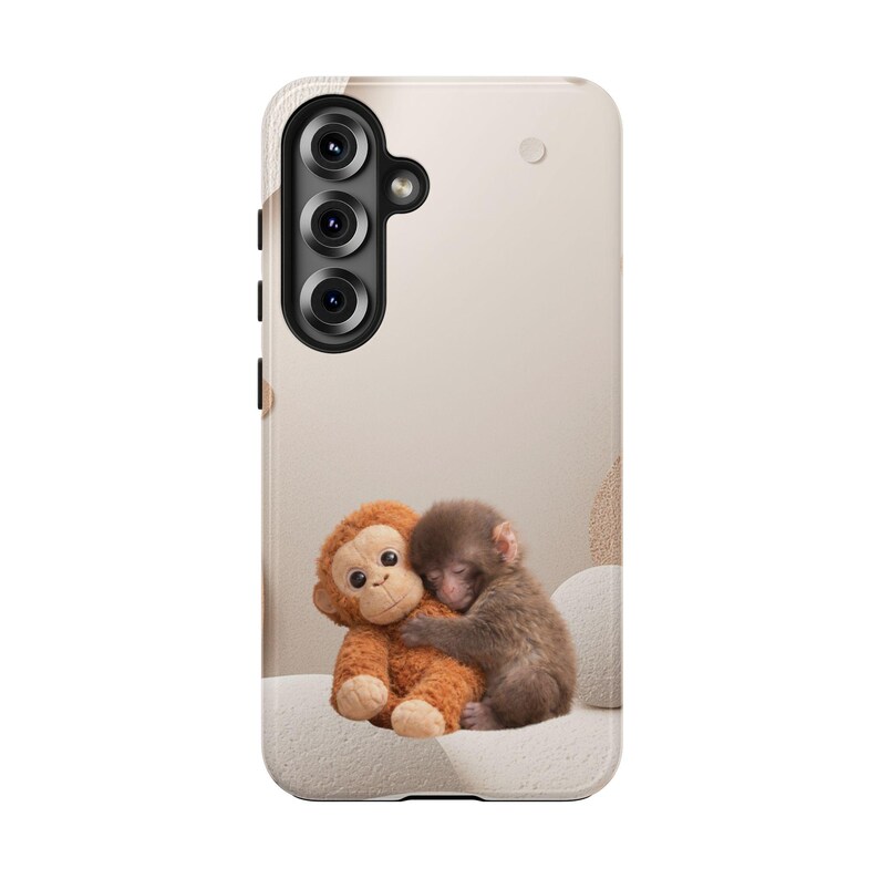 Punch Monkey Hug Tough Phone Case | Viral Meme Art, Realistic Fur Illustration image 8