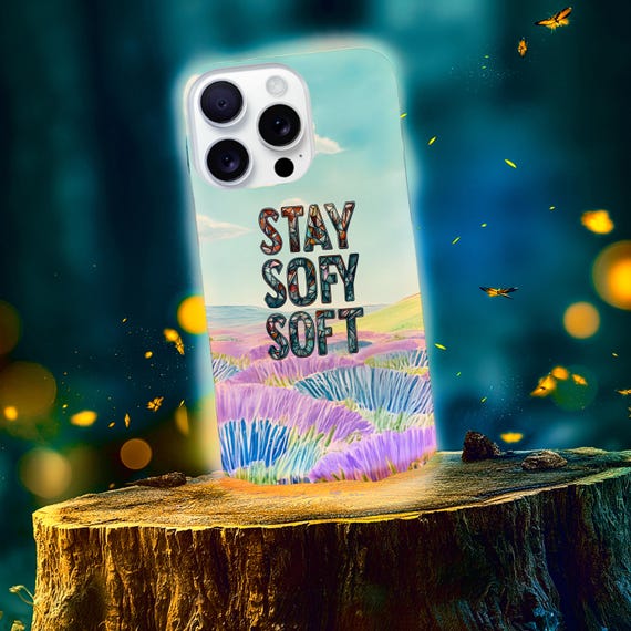 Lavender Field Illustration Phone Case | STAY SOFY SOFT floral lettering