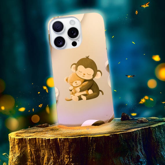 Punch Monkey Cozy Viral Hug phone case | Tough Phone Cases, coffee-toned social media art