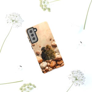 Funda para teléfono Punch and Moe Monkey Kissing / Arte tierno de animales salvajes (doble capa)