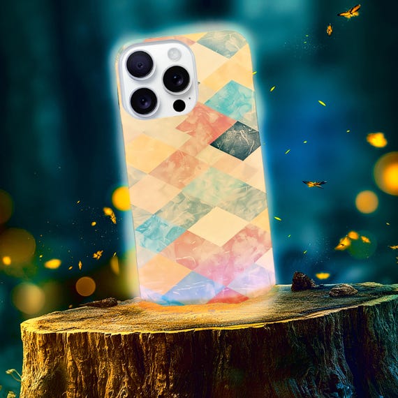 Geometric Baklava Pattern Tough Case | Abstract Retro Marbled Pastel Texture