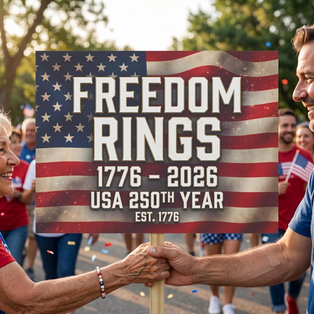 USA 250th Year Protest Sign, Freedom Rings 1776-2026, American Patriot ...