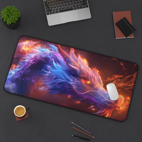 Celestial Dragon Desk Mat - Epic Galaxy Fantasy Mousepad XL