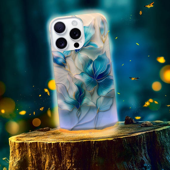 Pastel Lilac Stained Glass Phone Case | Gold Outline Floral Embossed