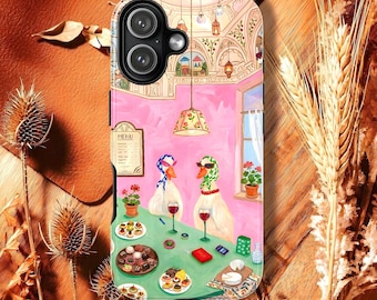 Dating Ducks-telefoonhoesje, grillige romantische kunstcover voor iPhone, Samsung