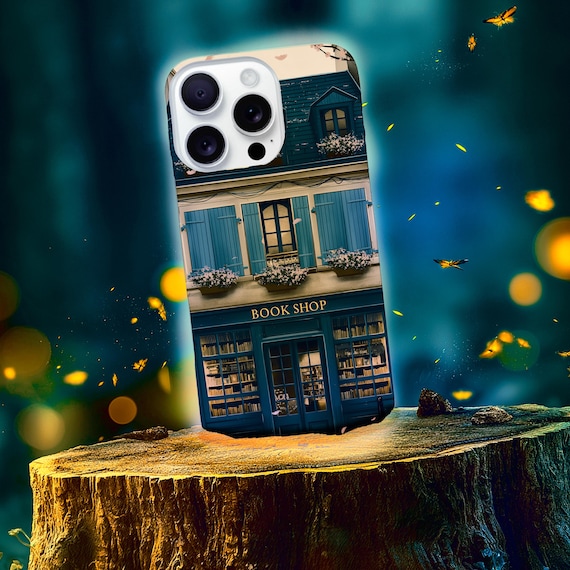 Chinoiserie Bookshop Phone Case, Girly Watercolor Design