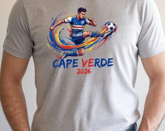 Cape Verde Football Fan Shirt 2026, Blue Red Soccer Graphic Tee, Country Inspired Sports Shirt, Unisex Supporter T Shirt