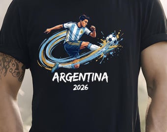 Argentina Football Fan Shirt 2026, Blue White Soccer Supporter Tee, Country Inspired Sports Graphic Shirt