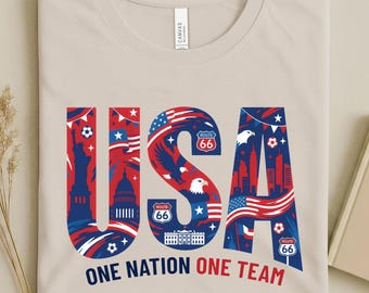 USA Patriotic Shirt, America Graphic Tee, Red White Blue Unisex T Shirt, One Nation One Team Shirt, Retro USA Pride Tee