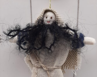 Joseph Christmas Ornament, Burlap Nativity Ornament