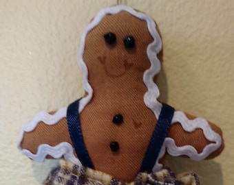 Gingerbread Boy Christmas Ornament, Flannel Pants, Handmade