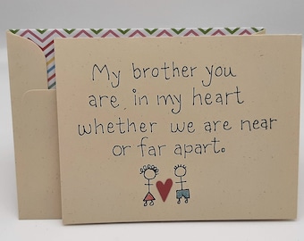 Brother Birthday Card - Long Distance Brother card - Brother & sister love - Card for Brother