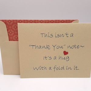Thank You Note, Loving Thank You Card, Thank You Hug , Thank You, Gratitude Card, Blank Thank You Card, Appreciation Card