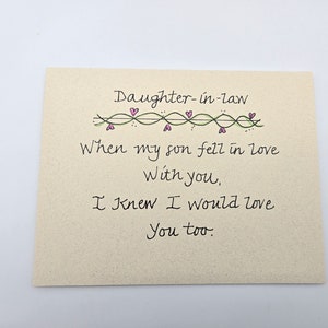 Daughter-in-Law Card - Special Love Message (Envelope Included) image 2