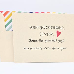 Sister Birthday Card - Funny Sister Birthday - Sibling Birthday Card - Sister to Sister Card - Older Sister Card - Baby Sister Card