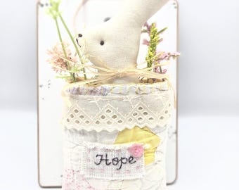 Vintage Quilt Pocket Bunny, Easter Mantel Decor