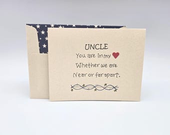 Long Distance Uncle Card, Handmade Greeting Card