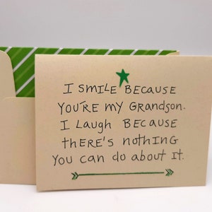 Grandson Graduation Card - Grandson Birthday Card - Funny Grandson Card - Smile Because You&#39;re My Grandson - Card from Grandparent