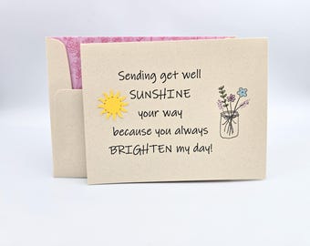 Handmade Get Well Card - Feel Better - Sunshine Encouragement