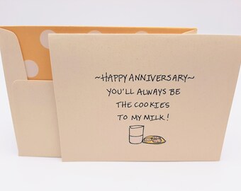 Happy Anniversary Card - Wedding Anniversary Card - Cookies & Milk Card - Husband Card - Wife Card - Partner Card - Blank Card