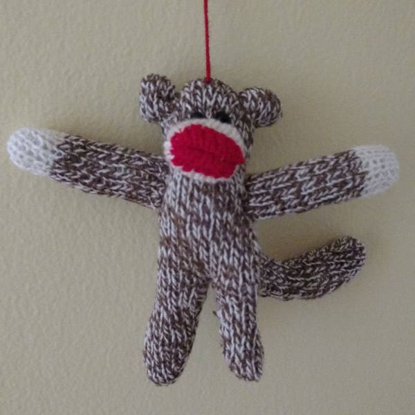 Sock Monkey Ornament - Red Heel Monkey - Miniature Sock Monkey - Monkey Christmas Ornament - You've Got Mail - Gift Tag