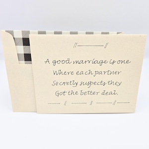 A Good Marriage Card - Wedding Anniversary Card - Husband & Wife Card - Partners in Marriage - Card for Spouse - Valentine for Spouse