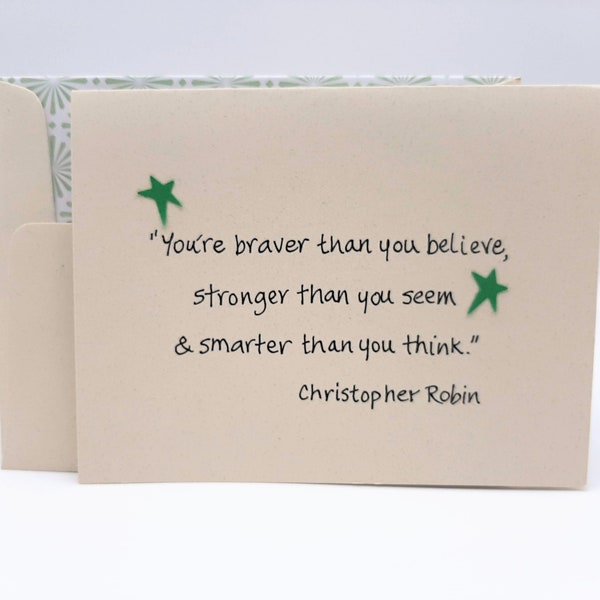 Christopher Robin Card - Braver - Stronger - Smarter - Encouragement  - Inspirational - Graduation Card - Birthday Card - Grandchild Card