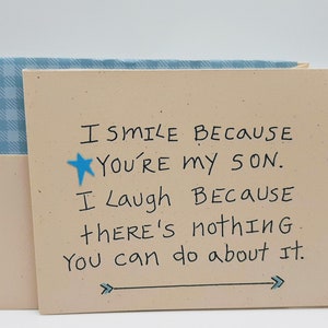 Card for Son, Son Birthday Card, Son Graduation Card, Son Card from Parents , Funny Son Card, Son Father&#39;s Day Card, Card from Dad & Mom