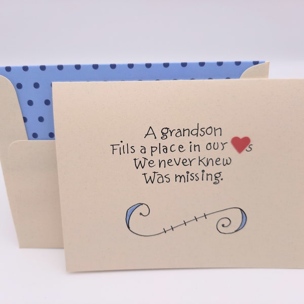 Grandson Card - Love of Grandson - Grandson in our Hearts - Grandson Birthday Card - Grandson Graduation - Grandson Valentine - Grandparents