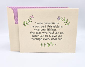 Friendships are Lifelines - Encouraging Friend Card, Blank Inside